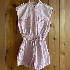 VTG 70s 80s Flight Suit Romper Jumpsuit Blush Pink